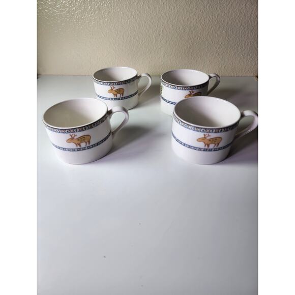Set of 4 EPOCH Noritake Durango Pattern Deer Tribal Animal Design Coffee Mugs - Picture 2 of 10